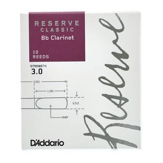 D'Addario Woodwinds Reserve Classic Bb 3.0 rieten voor Bb klarinet (10 stuks)