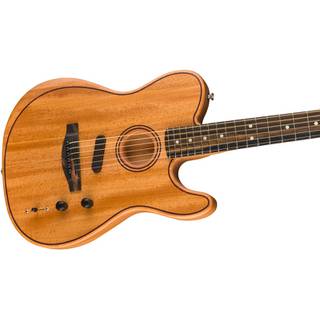 Fender American Acoustasonic Telecaster All-Mahogany Natural EB elektrisch-akoestische gitaar met gigbag