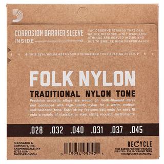 D'Addario EJ34 Folk Nylon snarenset voor akoestische gitaar