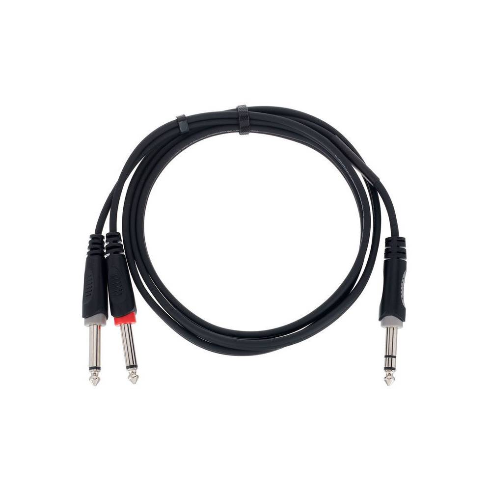 Cordial EY1.5VPP Elements verloopkabel jack 6.3mm TRS -2x 6.3mm TS 1.5m zwart