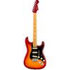 Fender American Ultra Luxe Stratocaster Plasma Red Burst MN elektrische gitaar met koffer