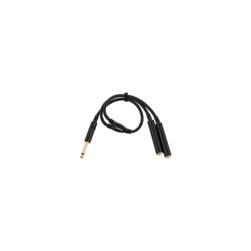 Cordial CFY0.3PGG Intro verloopkabel 6.3mm TS jack 2x fem - 1x male 0.3m zwart