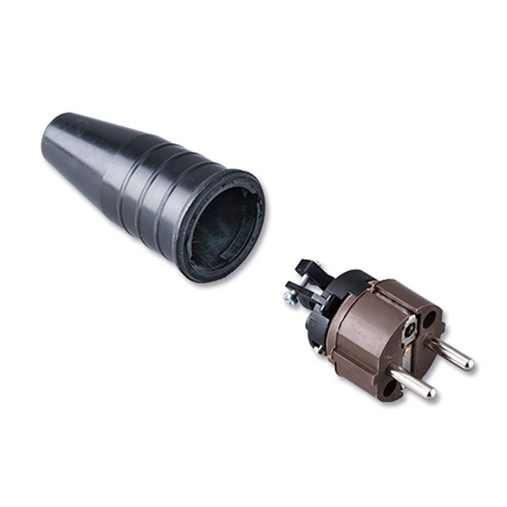 Keraf 521 Schuko 230V/240V stekker male bruin/zwart (per 10)