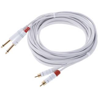 Cordial CFU6PC-SNOW Intro verloopkabel 2x 6.3 TS jack - 2x RCA 6m wit