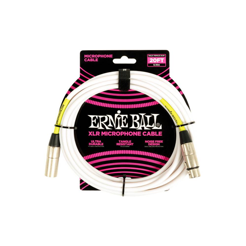 Ernie Ball 6389 microfoonkabel XLR male-XLR female 6m wit