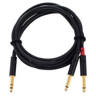 Cordial CFY1.5VPP-LONG Intro verloopkabel jack 6.3mm TRS -2x 6.3mm TS 1.5m zwart