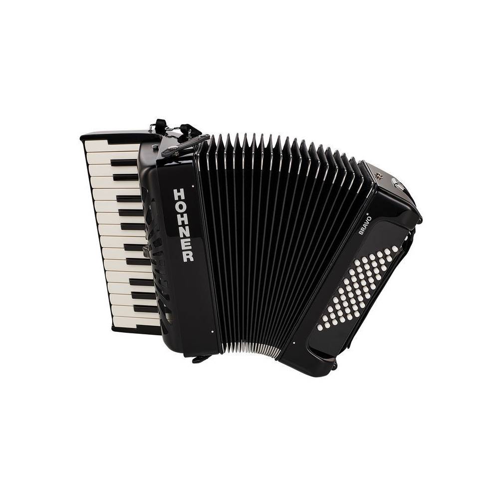 Hohner Bravo II 48 Zwart, Silent Key accordeon
