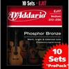 D'Addario EJ17-10P snarenset voor akoestische gitaar (10 sets)