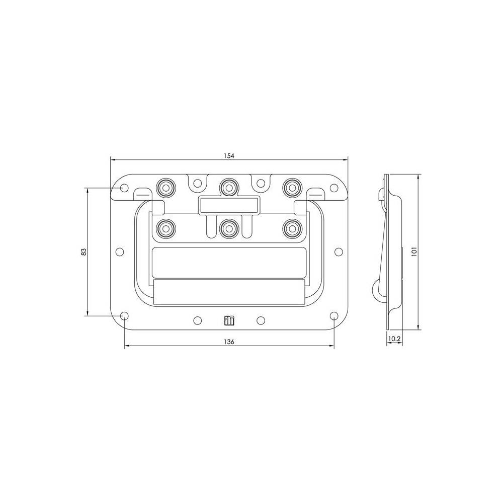 Adam Hall 34082 Medium inbouw handvat 8mm diep
