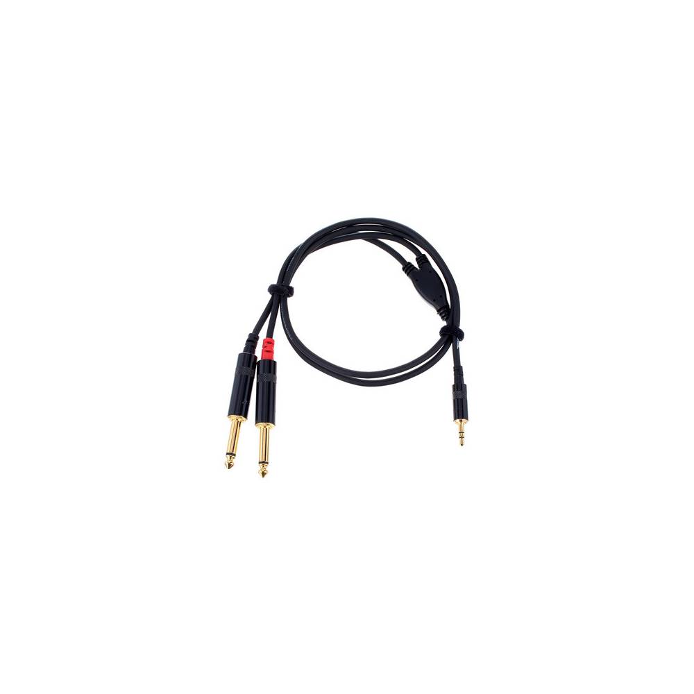 Cordial CFY0.9WPP Intro verloopkabel jack 3.5mm TRS-2x 6.3mm TS 0.9m zwart