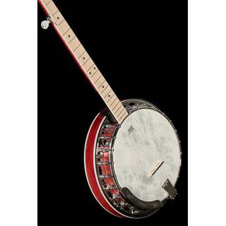 Ortega Falcon Series 5-string Banjo Transparent Fire Red elektrisch-akoestische banjo met gigbag