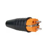 Showtec rubber schuko connector male 230V/240V oranje