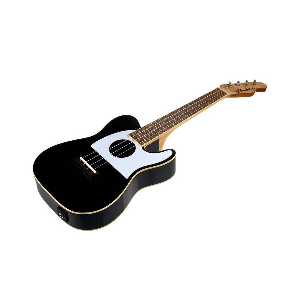 Fender Fullerton Tele Uke Black elektrisch-akoestische concert ukelele