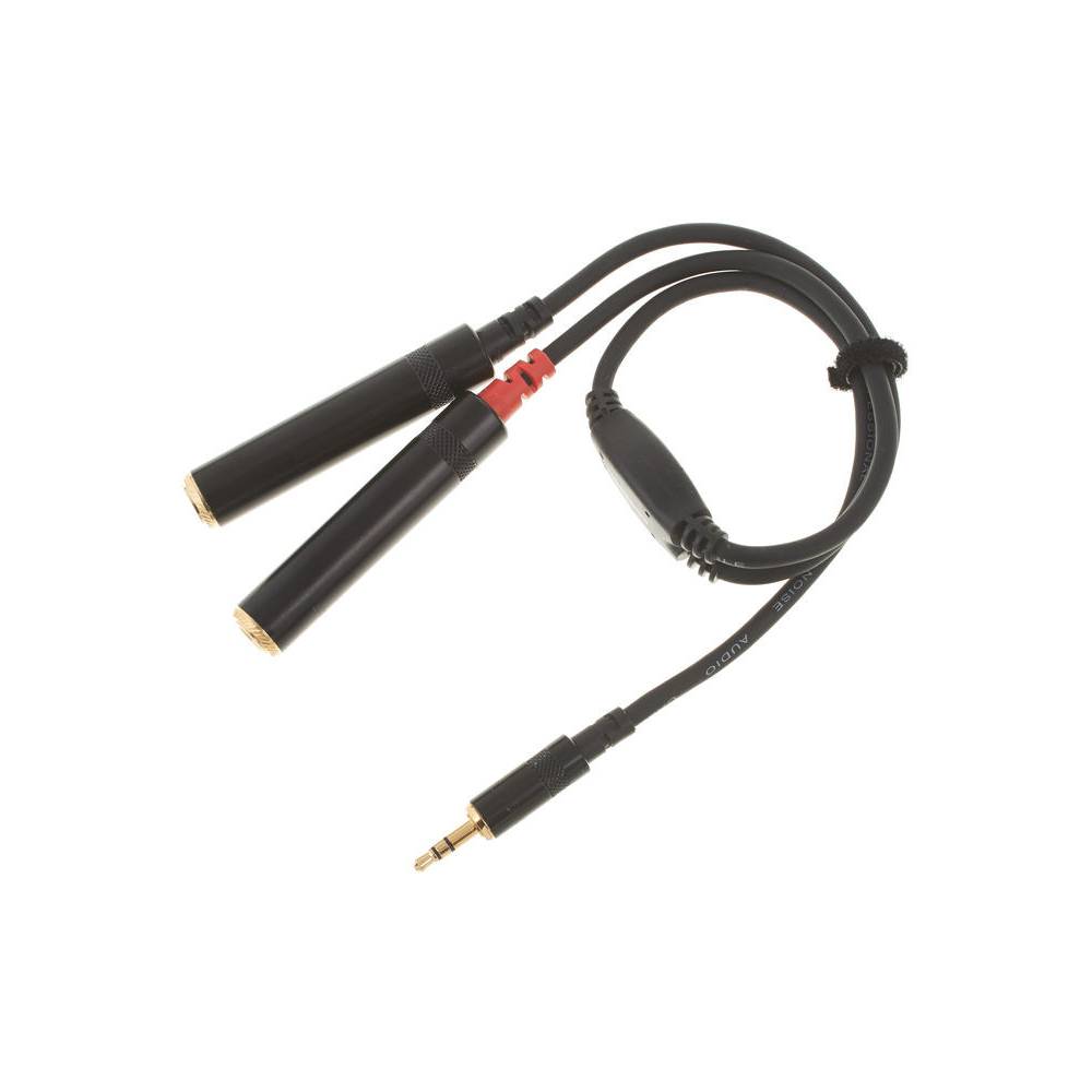 Cordial CFY0.3WGG Intro verloopkabel jack 3.5mm TRS male -2x6.3mm fem TS 0.3m