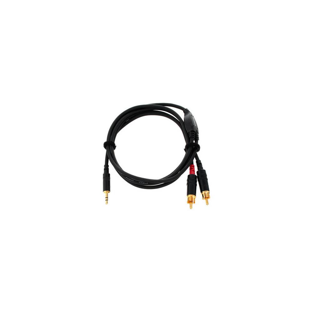 Cordial CFY0.9WCC-LONG Intro verloopkabel 3.5mm TRS jack - 2x RCA 0.9m zwart