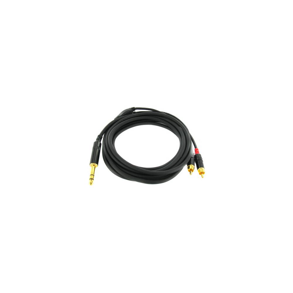 Cordial CFY3VCC Intro verloopkabel 1x 6.3mm TRS jack - 2x RCA 3m zwart