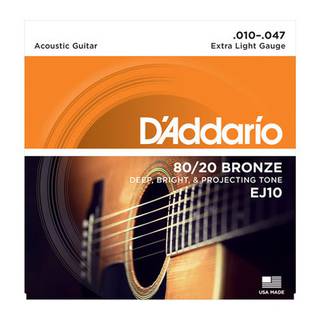 D'Addario EJ10 snarenset voor akoestische western gitaar