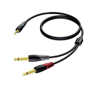 Procab CLA713/3 1x mini-jack - 2x jack verloopkabel 3m