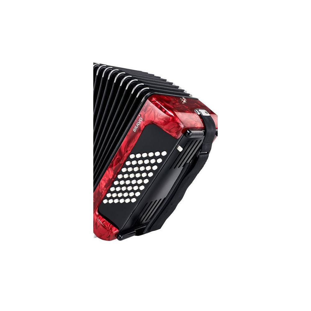 Hohner Bravo II 48 Rood, Silent Key accordeon