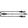 Cordial CFY3WFF Intro verloopkabel 3.5mm TRS jack - 2x XLR fem 3m zwart