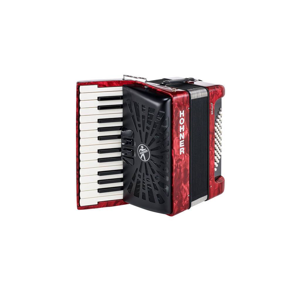 Hohner Bravo II 48 Rood, Silent Key accordeon