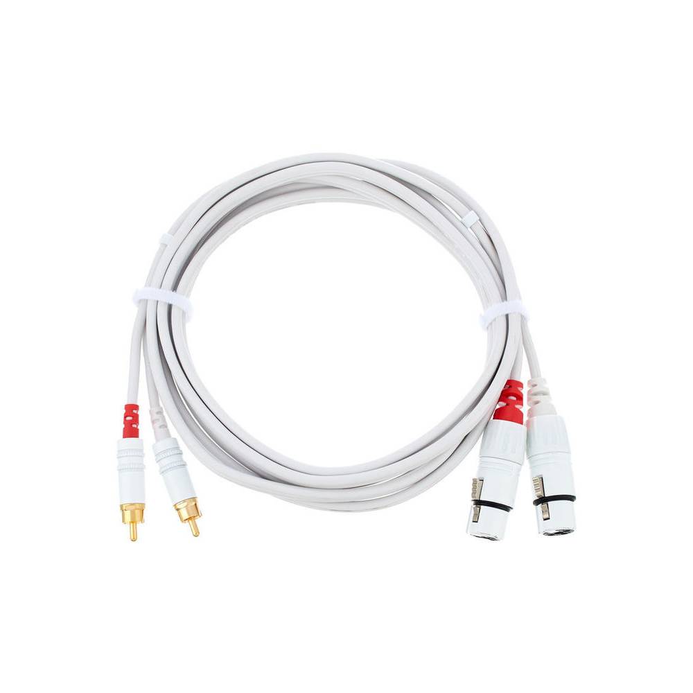 Cordial CFU3FC-SNOW Intro verloopkabel 2x XLR female - 2x RCA 3m wit