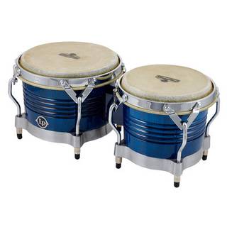 Latin Percussion LP M201BLWC Matador Wood Bongos Blue Chrome
