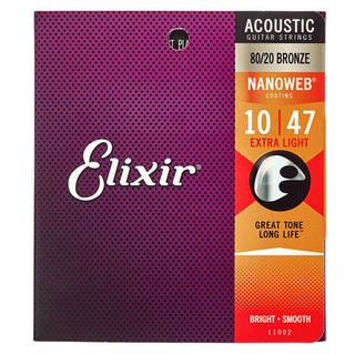Elixir 11002 Acoustic 80/20 Bronze Nanoweb Extra Light 10-47
