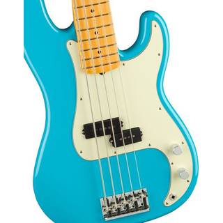 Fender American Professional II Precision Bass V MN Miami Blue 5-snarige elektrische basgitaar met koffer