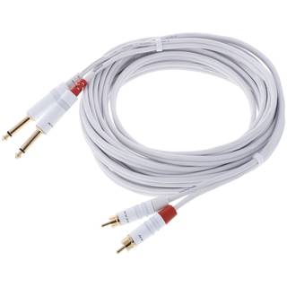 Cordial CFU6PC-SNOW Intro verloopkabel 2x 6.3 TS jack - 2x RCA 6m wit