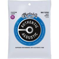 Martin Strings MA175PK3 Authentic Acoustic SP 80/20 Bronze 3-pack Custom Light