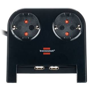 Brennenstuhl Desktop-Power 1153500222 hoekstekker met 2 stopcontacten en 2x USB zwart