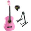 LaPaz 002 PI klassieke gitaar 3/4-formaat roze + statief + stemapparaat