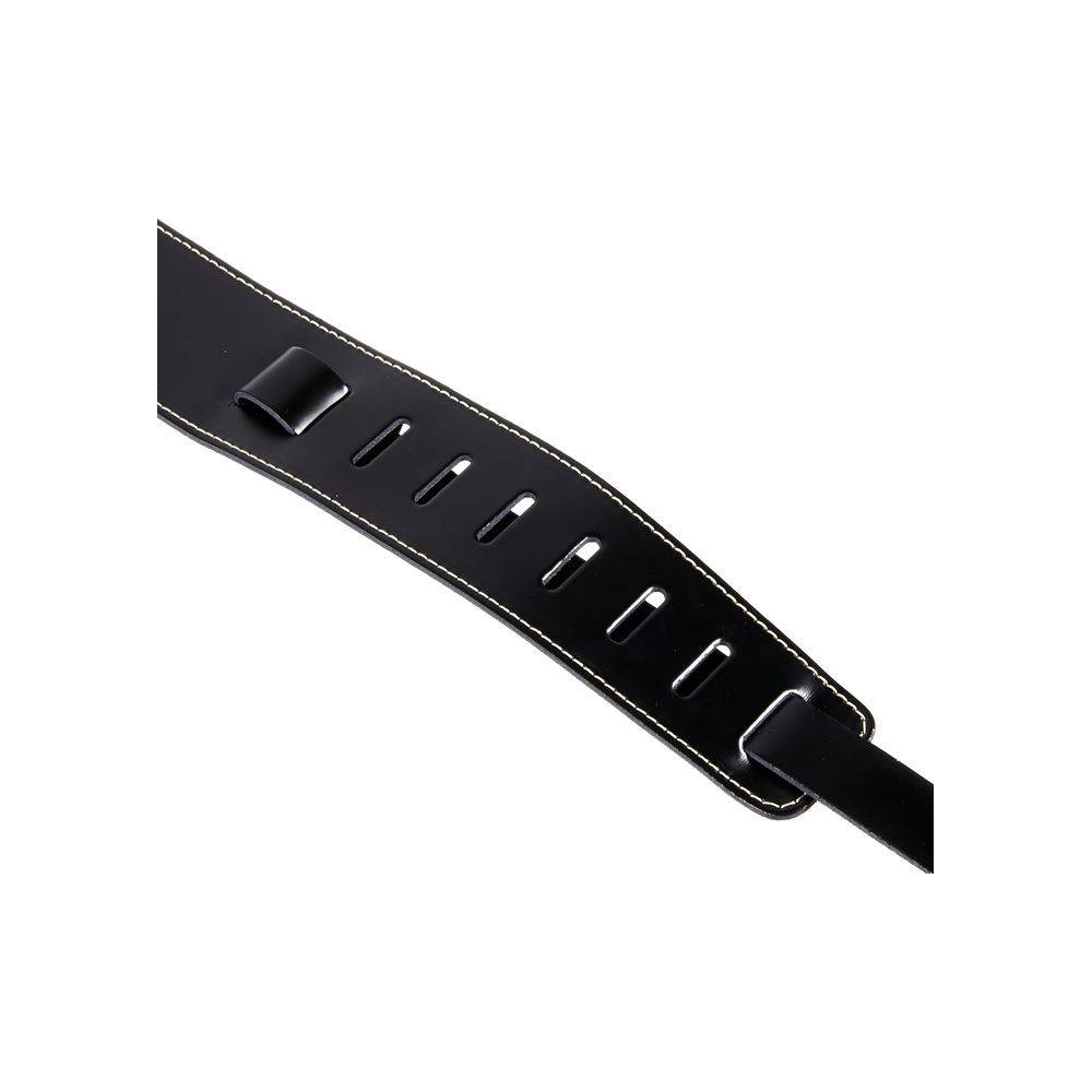 D'Addario 25LS00-DX leren gitaarband zwart met contrast stiksel