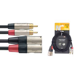 Stagg NTC3CMXMR 2 x RCA-male naar 2 x XLR-male adapterkabel 3 m