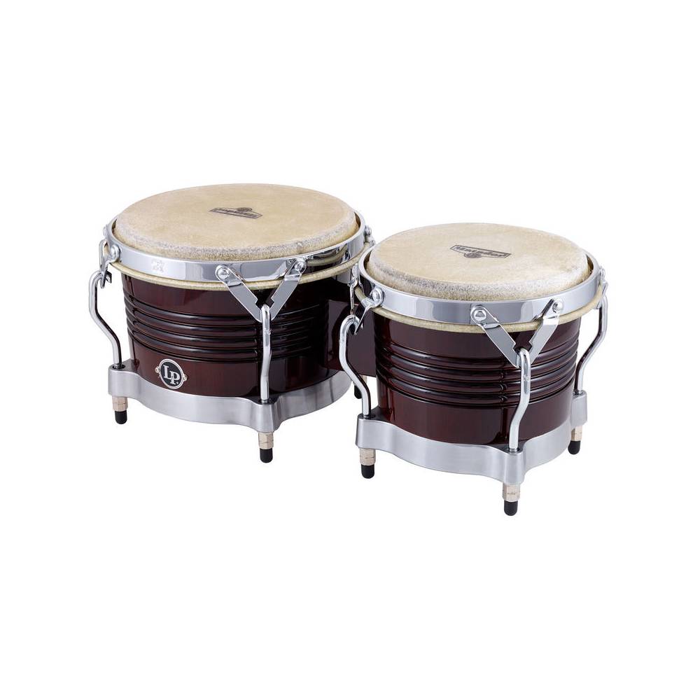 Latin Percussion M201 Matador Wood Bongos Dark Brown Chrome