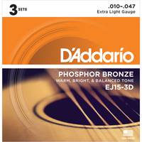 Daddario EJ15-3D snaren voor akoestische western gitaar (3 sets)