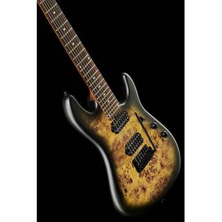 Sterling by Music Man Jason Richardson Cutlass 7 Natural Poplar Burl Burst 7-snarige elektrische gitaar met gigbag
