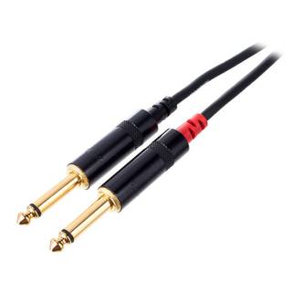 Cordial CFY0.9WPP Intro verloopkabel jack 3.5mm TRS-2x 6.3mm TS 0.9m zwart