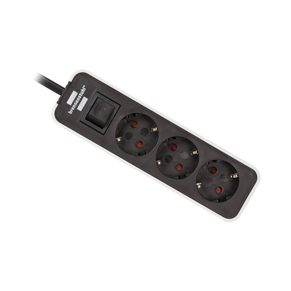 Brennenstuhl Ecolor 1153230020 3-voudige stekkerdoos met veiligheidsschakelaar 1.5m z/w