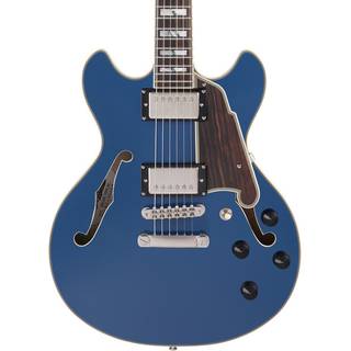 D'Angelico Deluxe Mini DC LE Stopbar Sapphire semi-akoestische gitaar met koffer