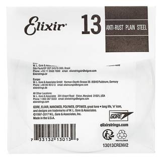 Elixir 13013 Anti-Rust Plain Steel .013 losse snaar