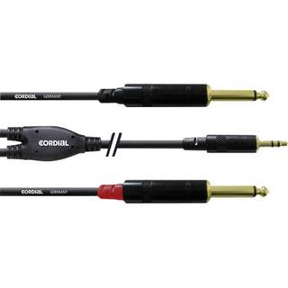 Cordial CFY0.9WPP Intro verloopkabel jack 3.5mm TRS-2x 6.3mm TS 0.9m zwart