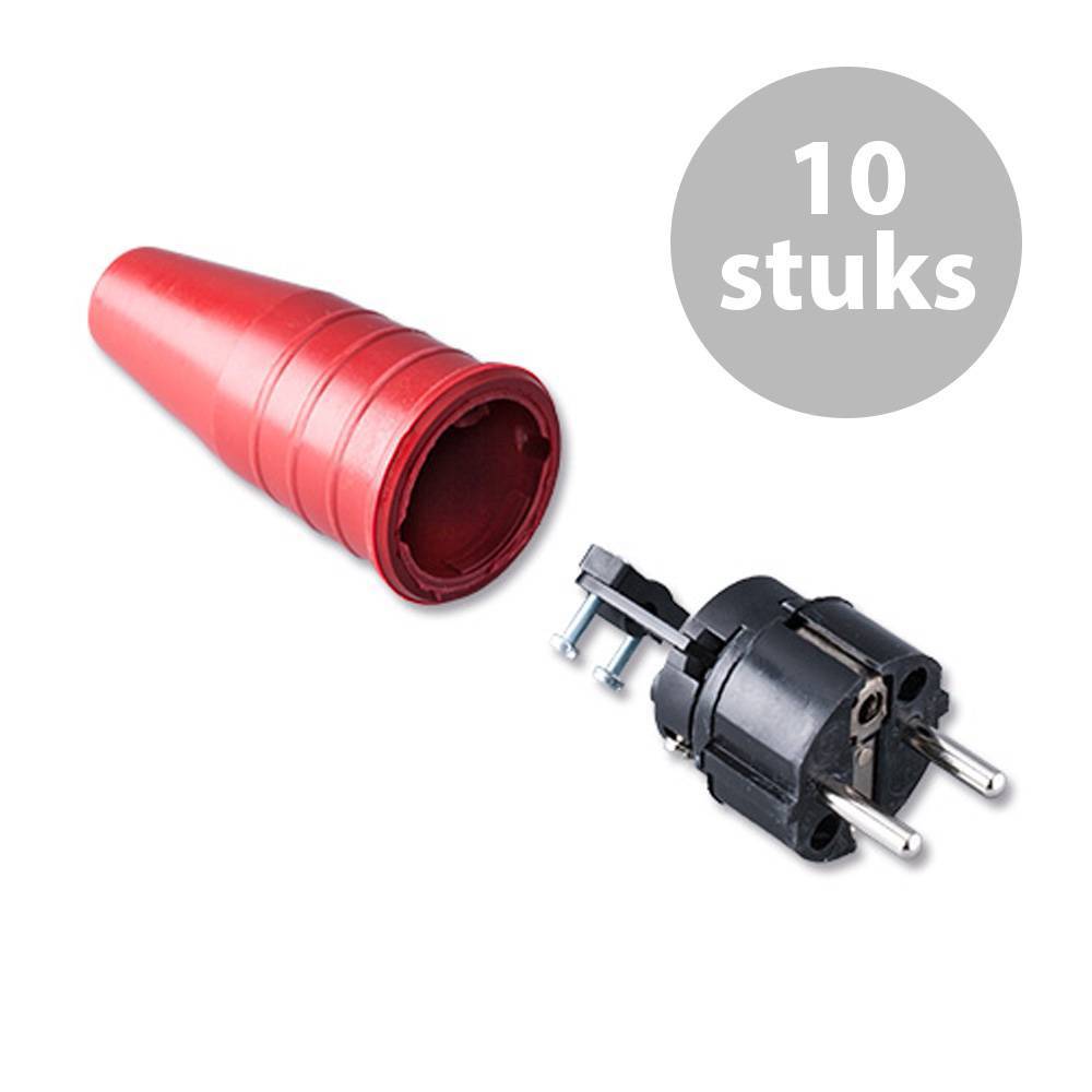 Keraf 521 Schuko 230V/240V stekker male zwart/rood (per 10)