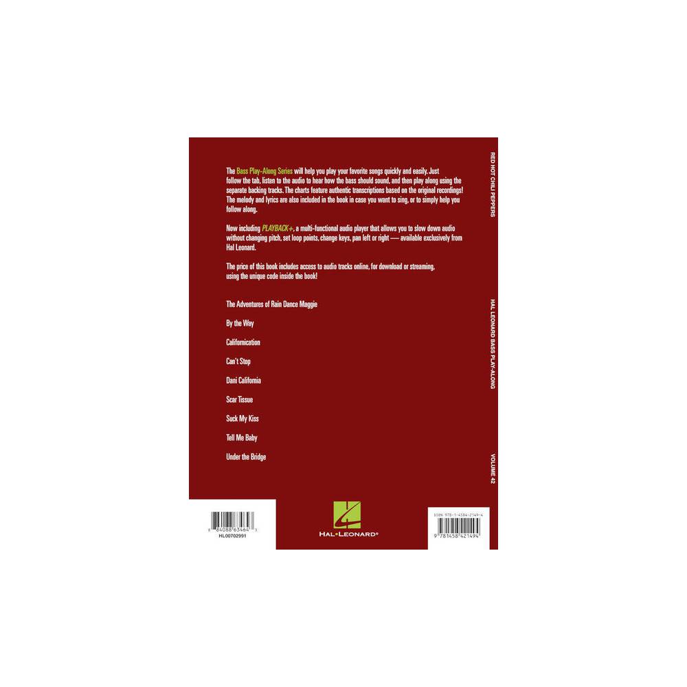 Hal Leonard Bass Play Along Volume 42 Red Hot Chili Peppers