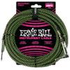 Ernie Ball 6066 Braided Instrument Cable, 7.5 meter, Black/Green