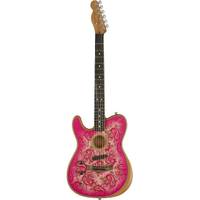 Fender FSR American Acoustasonic Telecaster LH Pink Paisley EB linkshandige elektrisch-akoestische gitaar met deluxe gigbag
