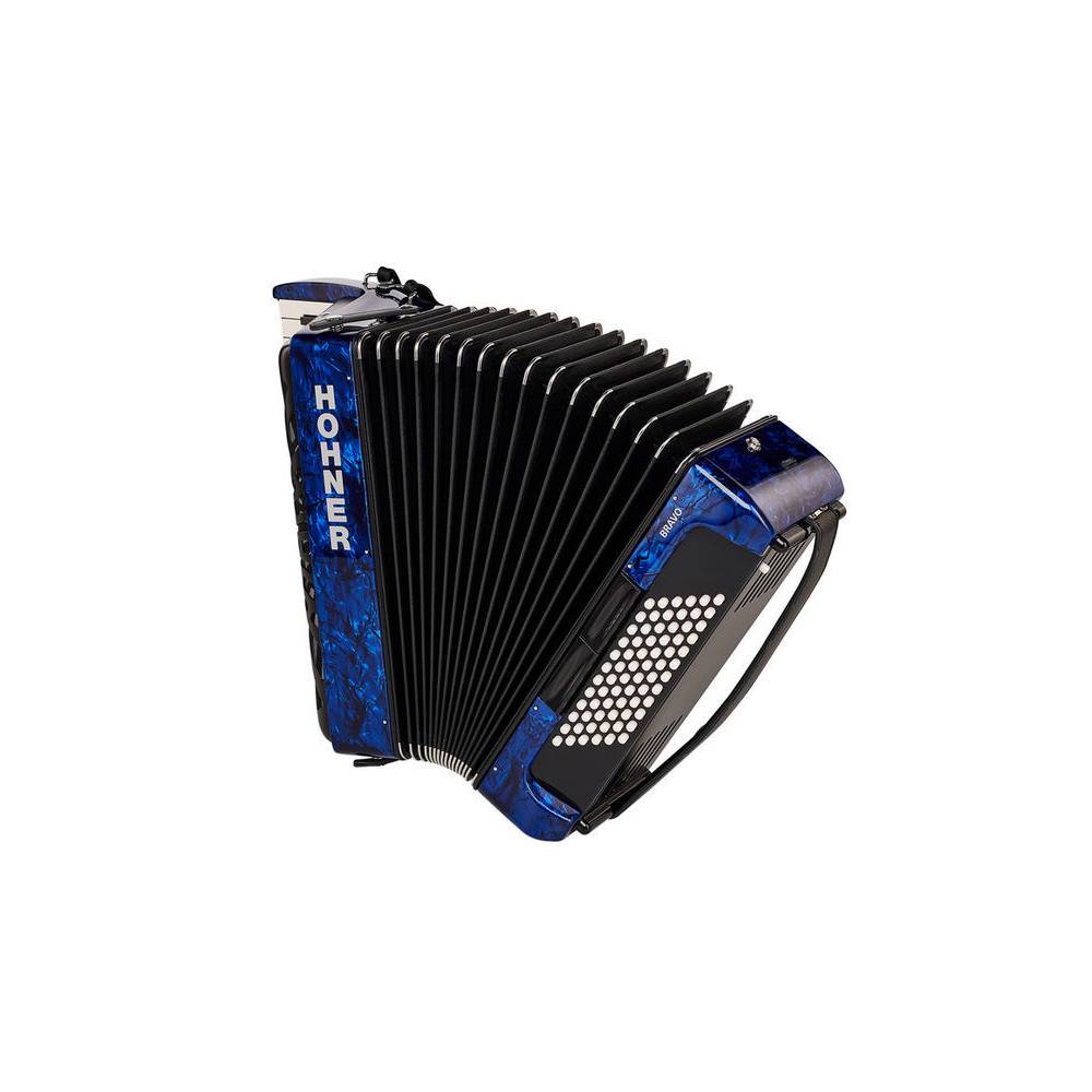 Hohner Bravo III 72 Blauw, Silent Key accordeon
