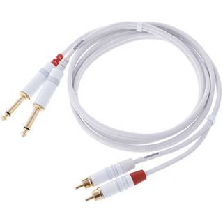 Cordial CFU1.5PC-SNOW Intro verloopkabel 2x 6.3 TS jack - 2x RCA 1.5m wit