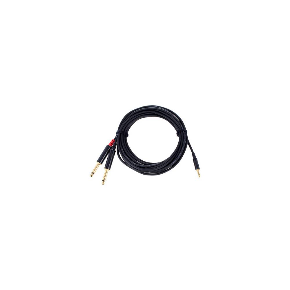 Cordial CFY3WPP-LONG Intro verloopkabel 3.5mm TRS jack-2x6.3mm TS jack 3m zwart